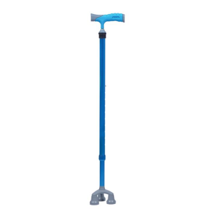 self standing aluminum cane with 360 pivot base (blue)