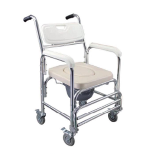 aluminum commode chair with wheels (white)